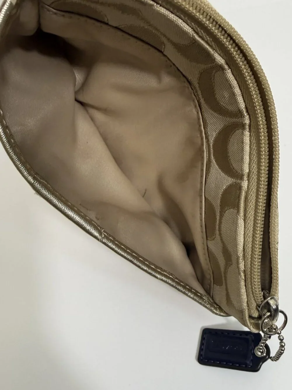 Coach F49558 Corner Zip Wristlet In Signature Canvas Gold